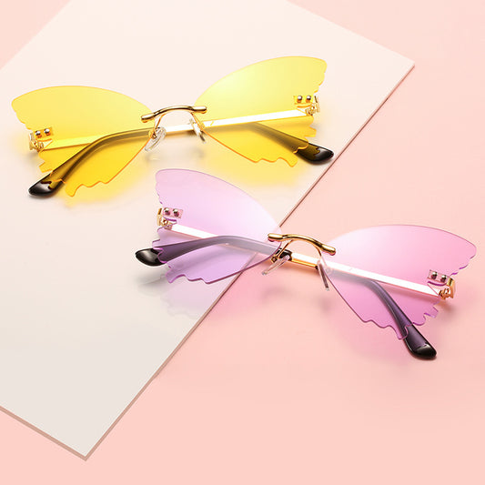 Butterfly Rimless Sunglasses - Unique Vintage Shades for Fashionistas