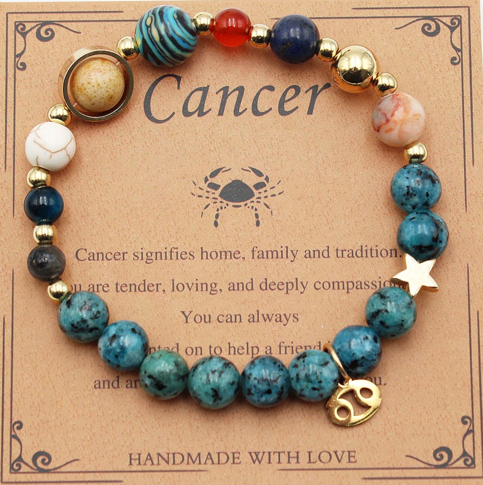 CELESTIAL HARMONY: 8-PLANET 12 CONSTELLATION BRACELET BY RAMODO JEWELRY – NATURAL STONE HEMP STONE, 19MM ZODIAC-INSPIRED ACCESSORY