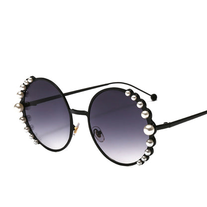 Pearl Embellished Round Sunglasses - Vintage Glamour