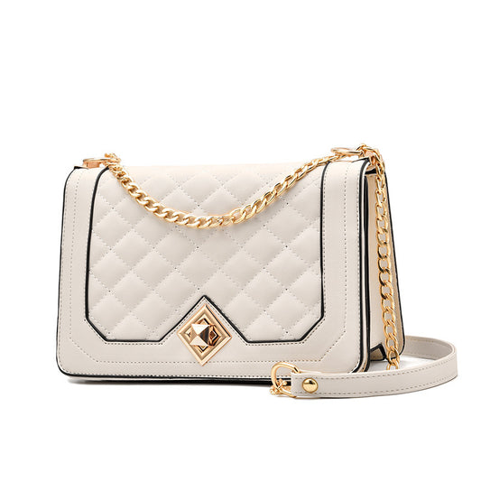 The Quilted Chic - Quilted Chain Strap Bag with Embroidered Detail