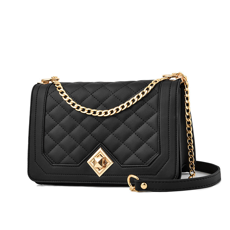 The Quilted Chic - Quilted Chain Strap Bag with Embroidered Detail