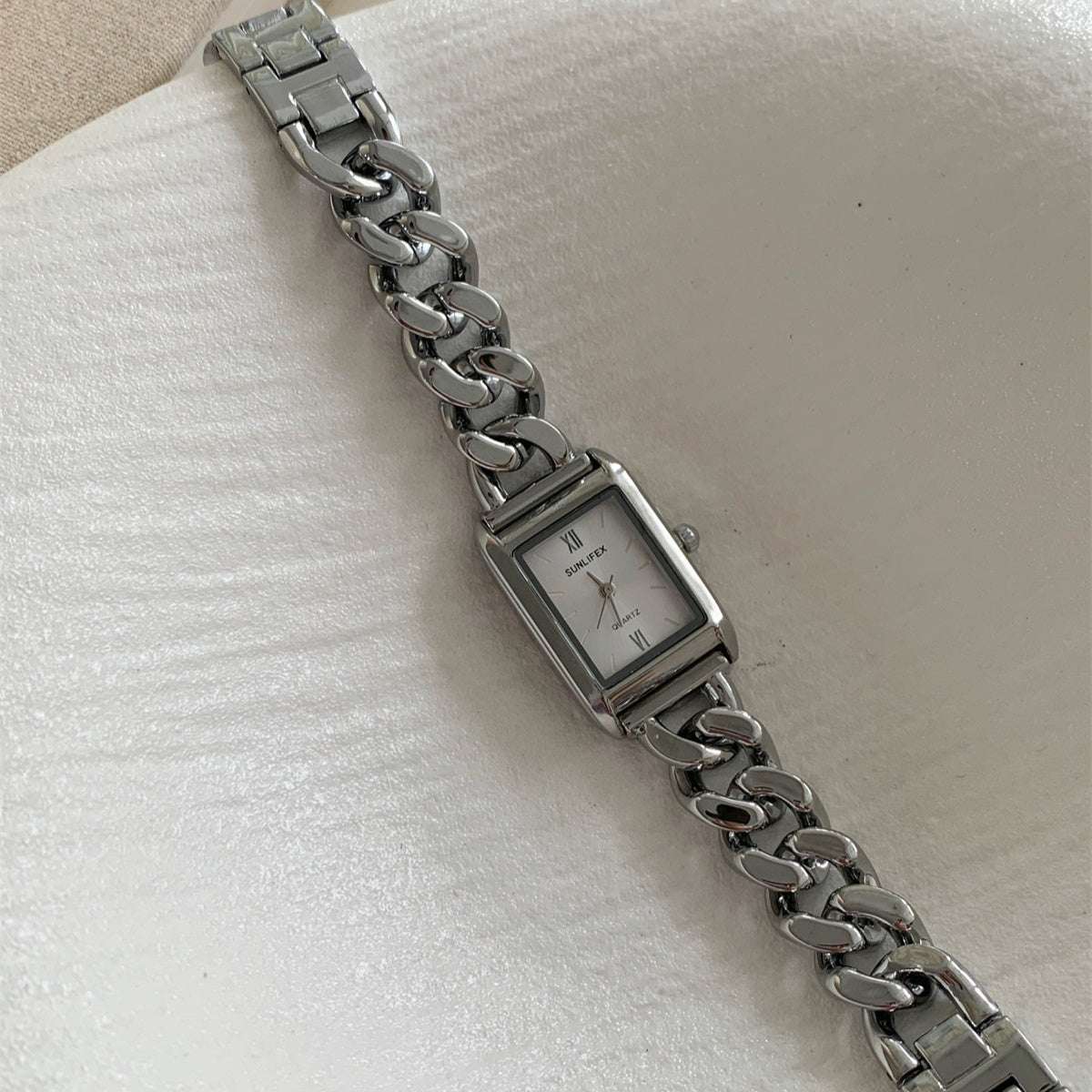 RAMODO JEWELRY: CHRONOLINK - Minimalist Square Dial Chain Link Watch