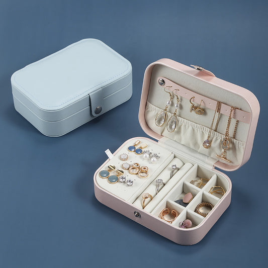Portable Multi-layer Jewelry Necklace Earrings Cosmetics  Pu Storage Box - RAMODO JEWELRY