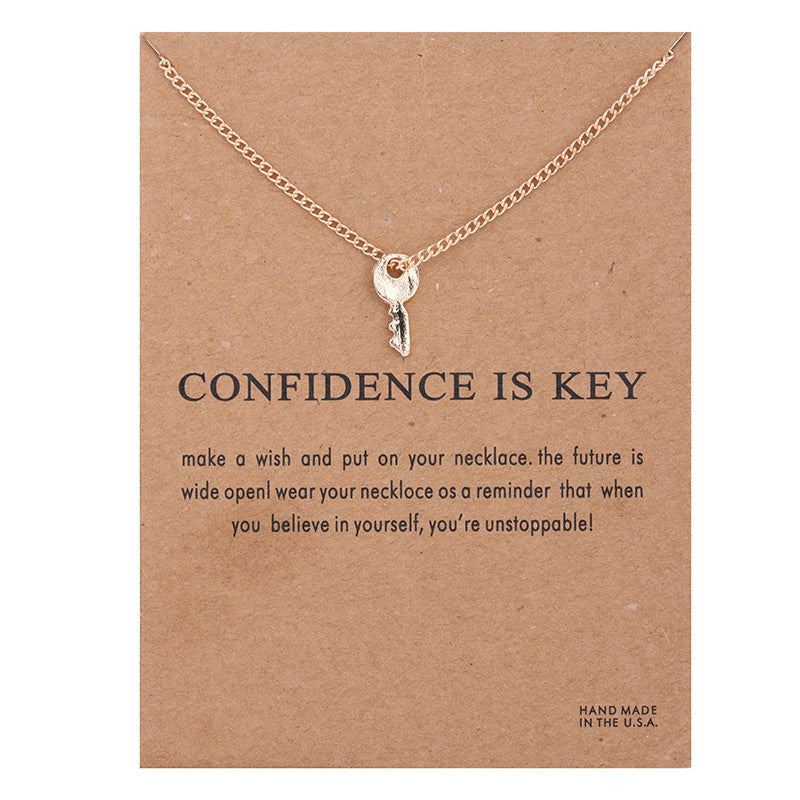 An elegant assortment of nine necklaces, each with a unique quote, designed to inspire and enhance your personal style.