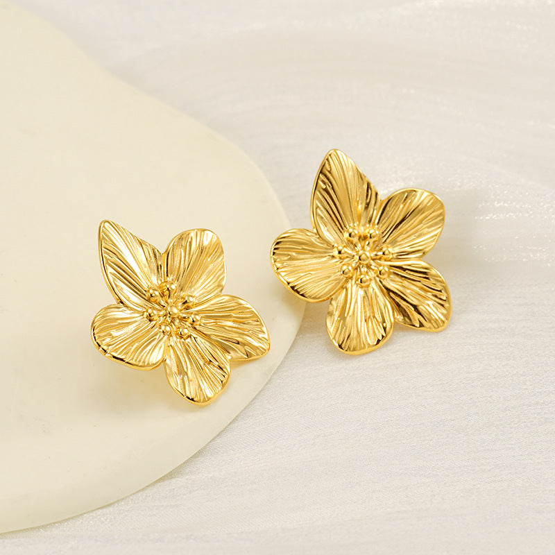 Delicate Floral Stud Earrings - Gold Plated Elegance