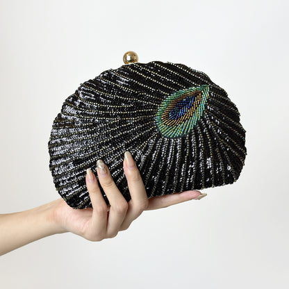 RAMODO Peacock Shell - Beaded Clutch Inspired by Nature