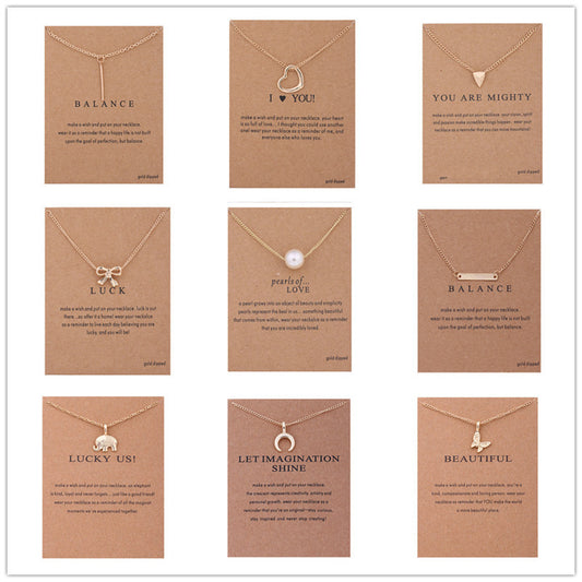 A stunning display of nine unique necklaces, each adorned with inspiring quotes, showcasing elegance and style.